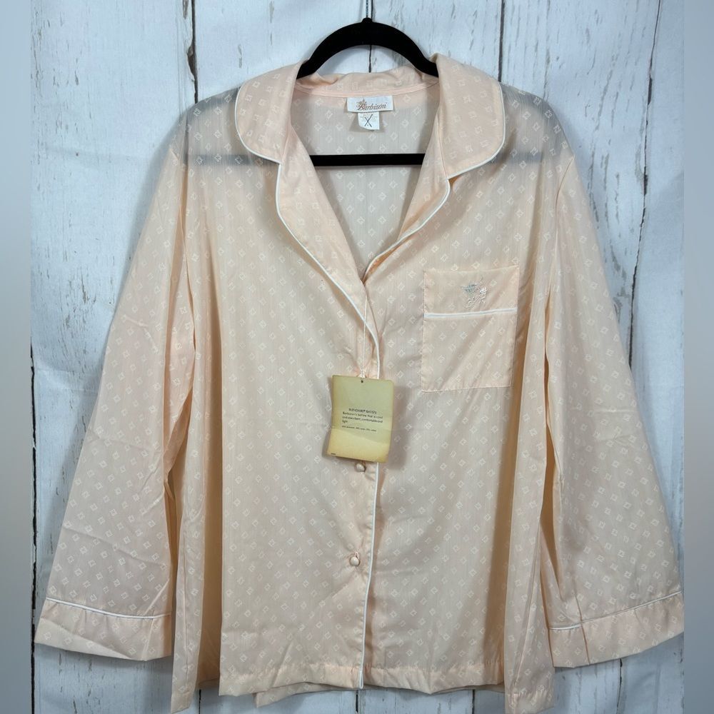 NWT Vintage Barbizon Batiste Lightweight Pajama Shirt Peach Made in USA